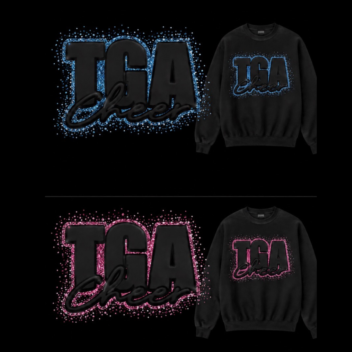TGA Puff + Bling Black Crewneck - preorder